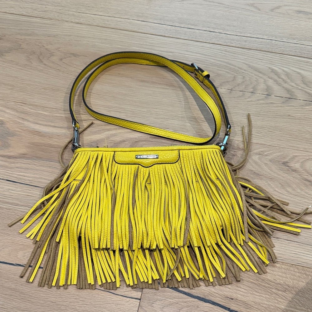 Rebecca Minkoff Yellow Fringe Crossbody Bag with dust bag. Gently used.
